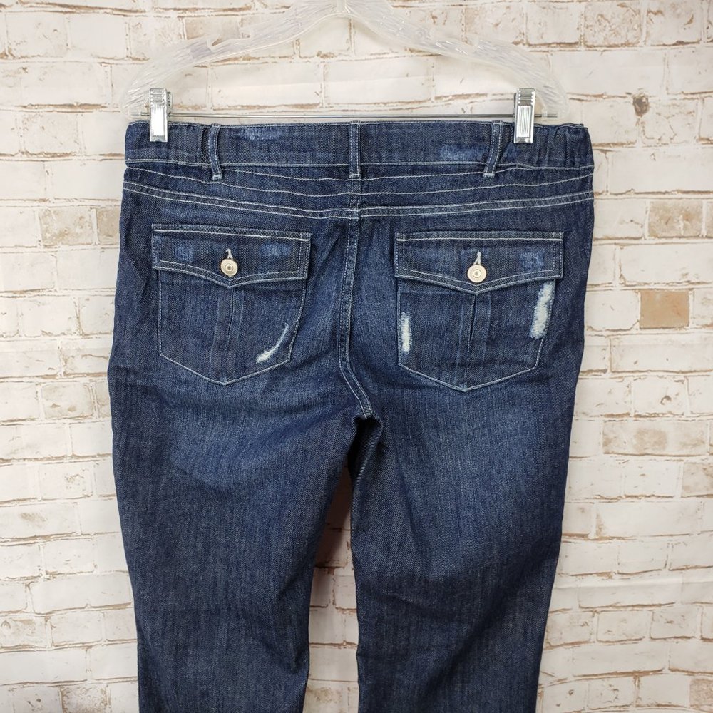 NWT Liz Lange Maternity Target Size 8 Jeans Under Belly Distressed Straight Leg - Picture 5 of 10